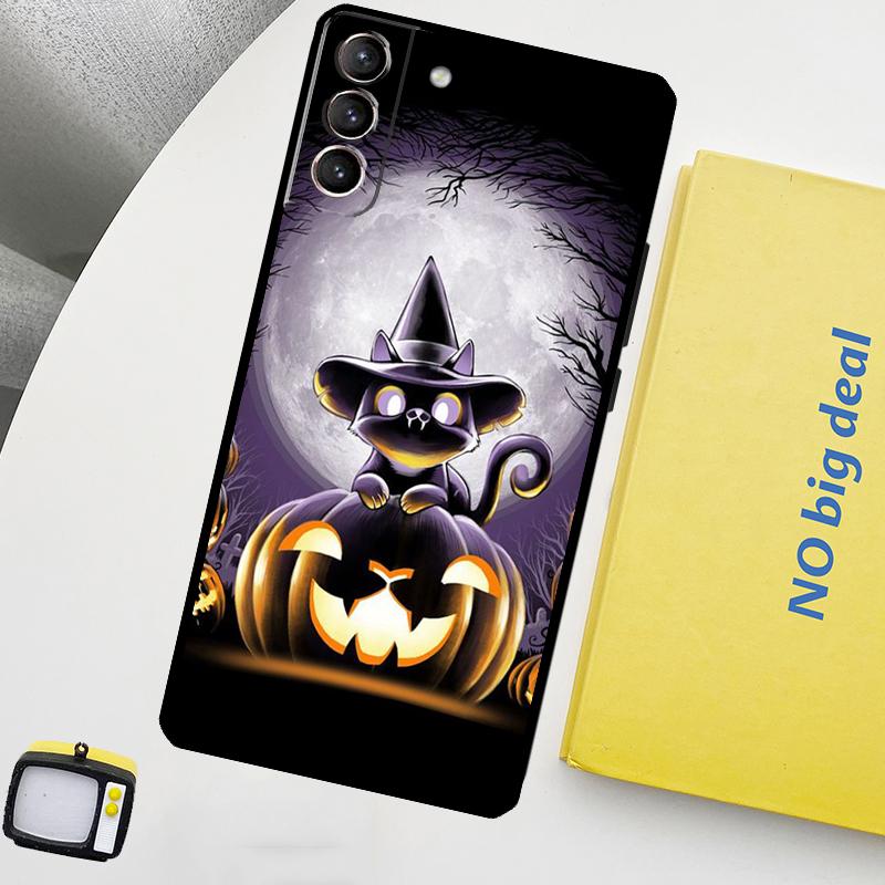 Witch Black Cat Phone Case For Samsung Galaxy S25 Ultra S20 S21 S22 S23 Plus S24 Ultra S9 S10 S25 FE Cover