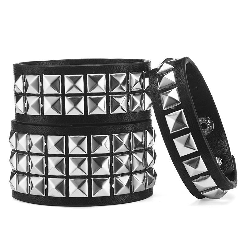 Retro Punk Studded Men's PU Leather Wristband Bracelet