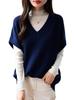 Women's V-neck Ribbed Wool Sweater Vest - Sleeveless, Loose Fit for Autumn/Winter.