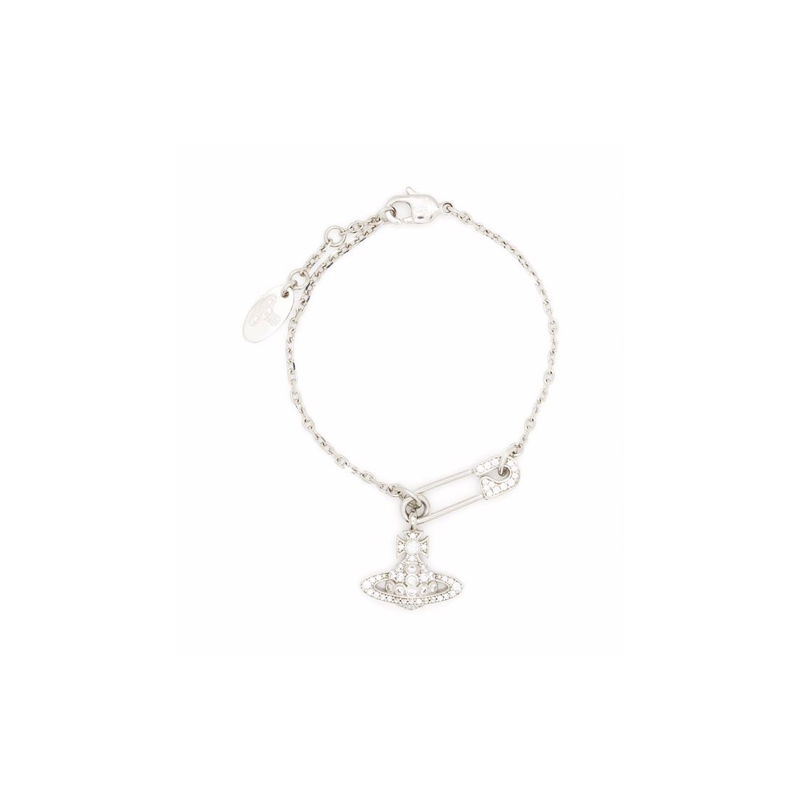 

Vivienne Westwood Lucrece Bracelet Brooch Paperclip Crystal Saturn Brass Bracelet Women jewelry Silver 6102015302P102 Box