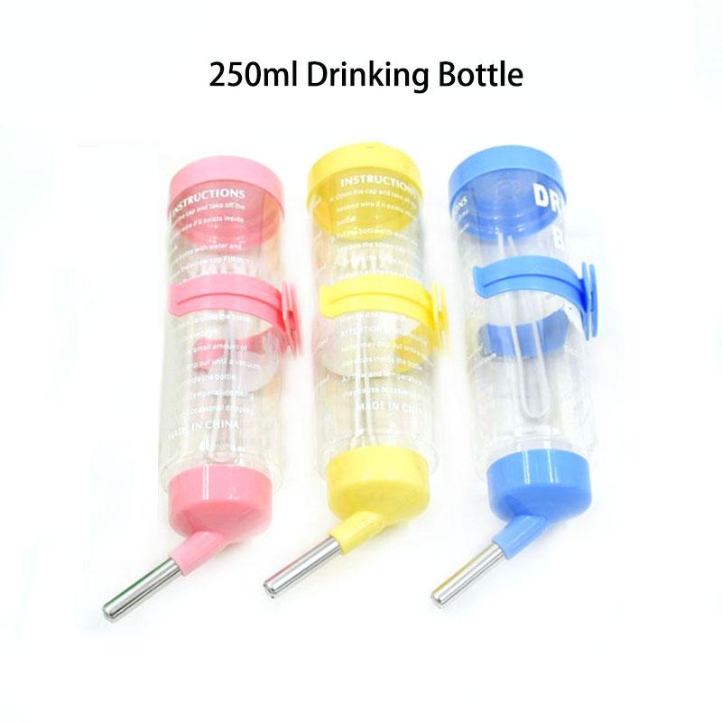 250ml Hamster Drinker Plastic Water Bottle Dispenser Feeder Hanging Pet Guinea Squirrel Rabbit Dog Drinking Head Pipe Fountain