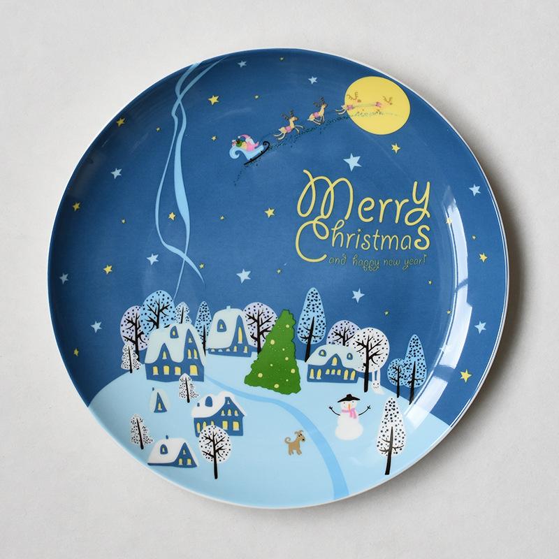 Christmas Ceramic Plates, Cartoon Hand-painted Steak Plate, Bone China Fruit Pastry Plate. Restaurant Decoration New Year's Gift