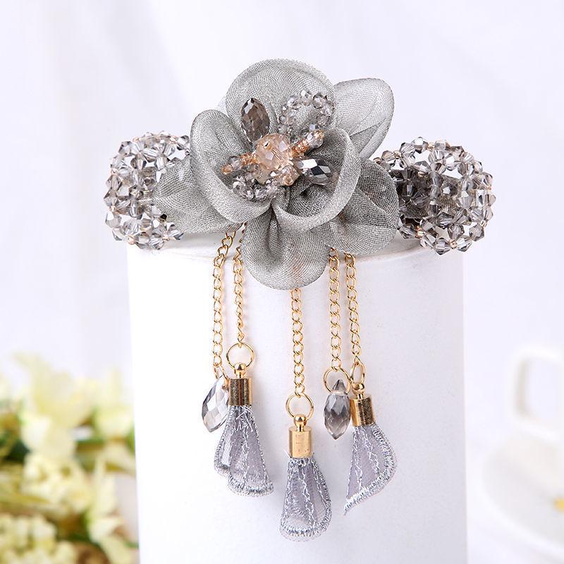 Acrylic Butterfly Tassel Hair Clip - Retro Flower Top & Ponytail Spring Clip