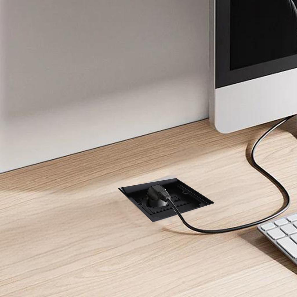 Stainless steel socket floor outlet with 2 plug and cable connection, embedded recipe box kit for home, , hotel, school