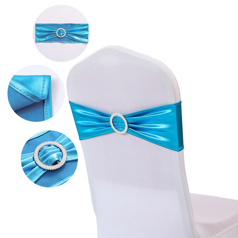 10PCS Chair Decoration Chair Sashes Bow Shiny Metallic Chair Knot Bands Tie With Round Buckle For Party Banquet