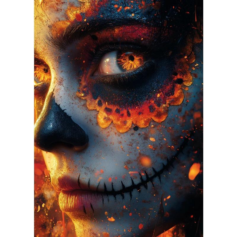 Los Muertos Girl Day of The Dead Skull Makeup Portrait Posters and Prints Canvas Painting Wall Art Picture for Room Home Decor