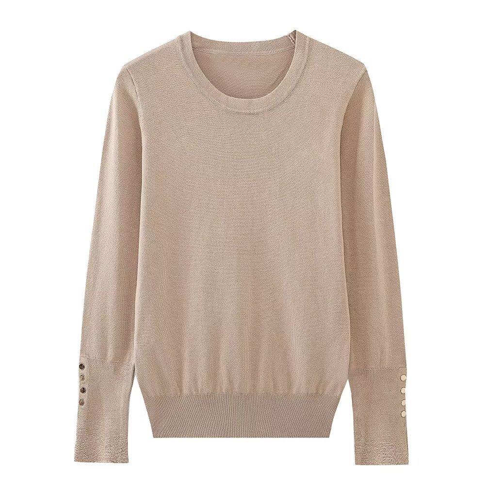 European and American style, new women's clothing, foreign style, fashionable basic plain weave knitted sweater 8851171