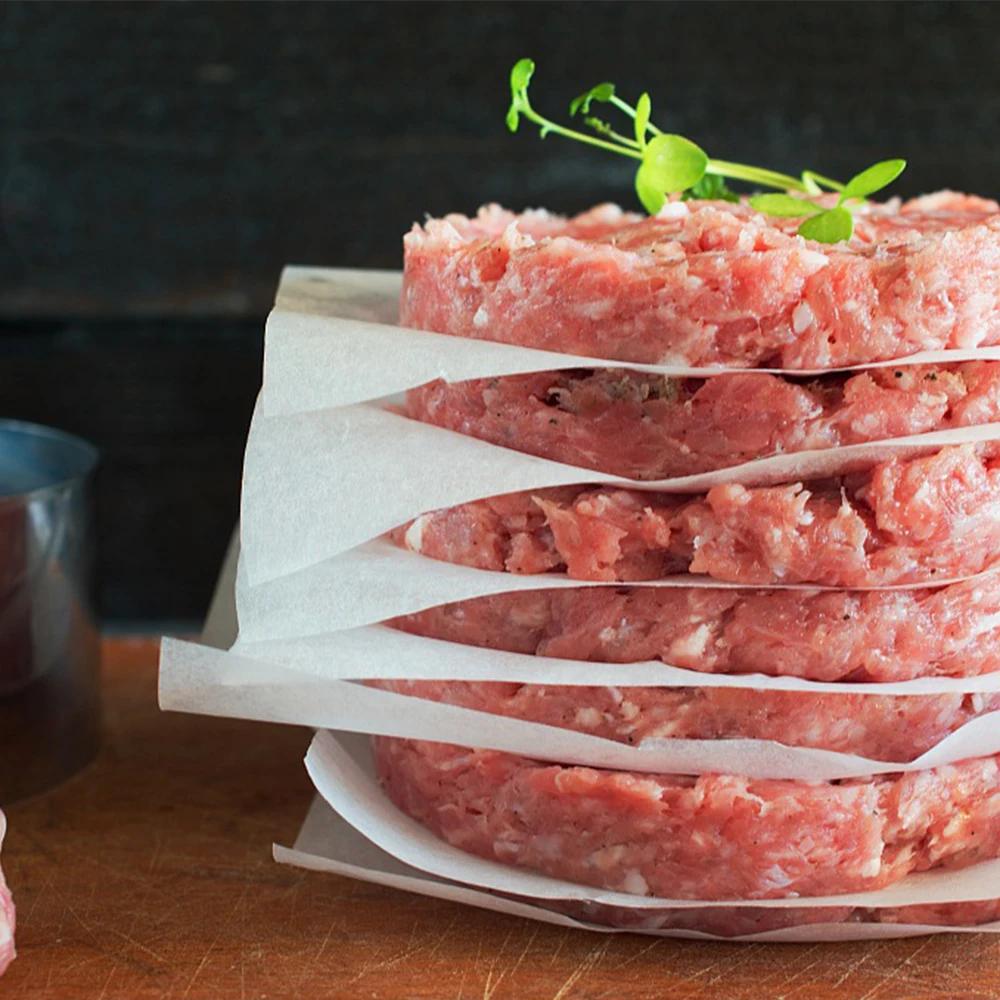 100pcs/pack Round Square Hamburger Food Pad Paper Disposable Hamburger Patty Separation Pad Non-stick Oil Paper Baking Paper