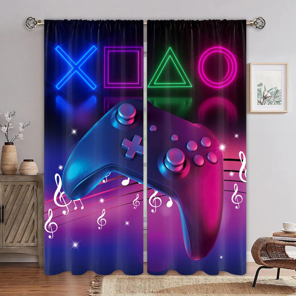Ready-made Gamepad Game Controller For Video Games And 3D Digital Printing Bedroom Living Room Window Curtains 2 Panels