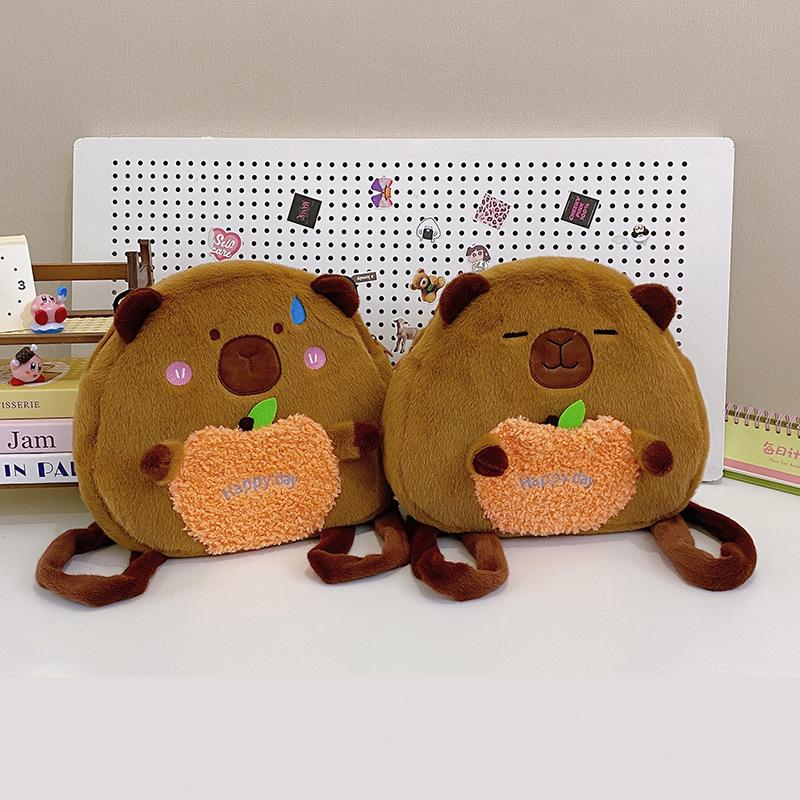 Cute Kapibara Hairy Doll Bag Girls Shoulder Bag Can Shoulder Student School Bag Cartoon Capybara Backpack