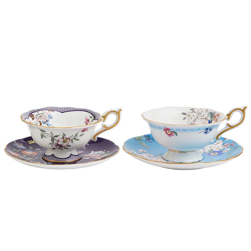 Wedgwood Midnight Crane & Apple Blossom Bone China Coffee Cup Set