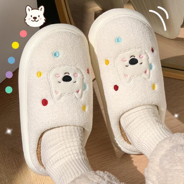 Cotton slippers winter 2025 new indoor home cute thick bottom plush warm couple plush slippers