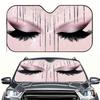 1pc Dreamy Sparkling Eyelash Print Car Sunshade - Foldable, Stylish & Cool, Easy Installation With 4 Suction Cups, Space-Saving