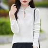 Women's wool pullover Qinghe cashmere 50% silk 50% wool spring and summer wool soft, comfortable and warm