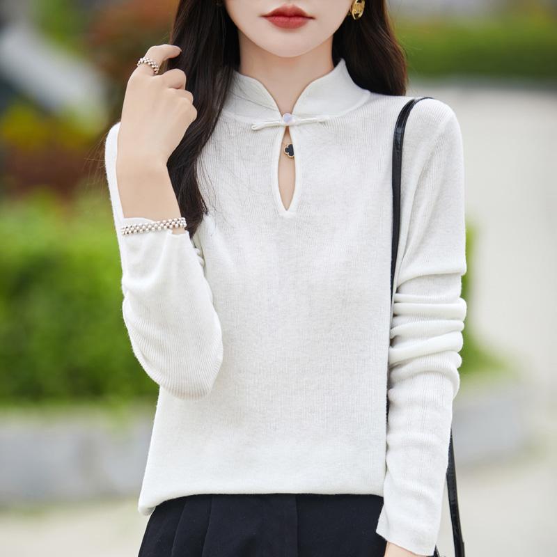 Women's wool pullover Qinghe cashmere 50% silk 50% wool spring and summer wool soft, comfortable and warm