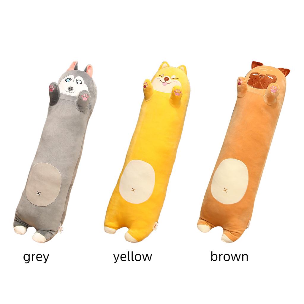 Dog Plush Pillow Comfortable PP Cotton Stuffed Animals Plush Long Dog Body Pillow Toy Grey
