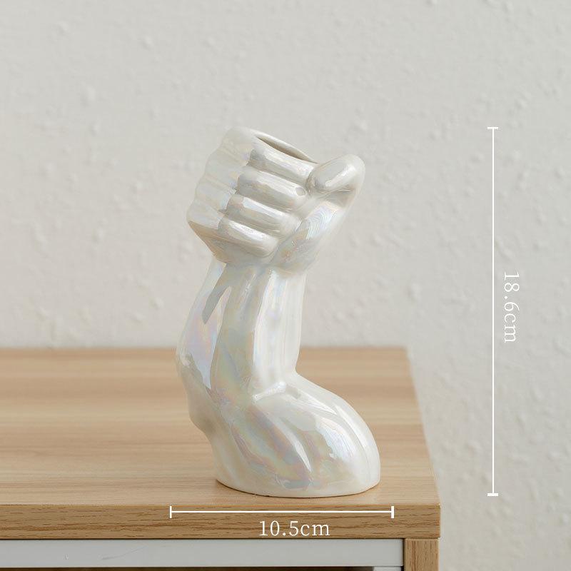 Creative Ceramic Electroplated Colorful Ceramic Arm Vase Modern Art Abstract Arm Ceramic Floral Vase Flower Arrangement Ornament