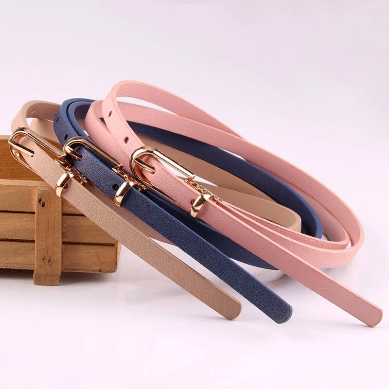 

1Pc Waist Belt Fashion Solid Color Skinny Dress Thin Leather Ladies Skirt Women
