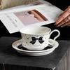 Bow High Looking Girl Coffee Cup Saucer Set Creative Ceramic Tea Cup Gift Household Water Cup Breakfast Cup