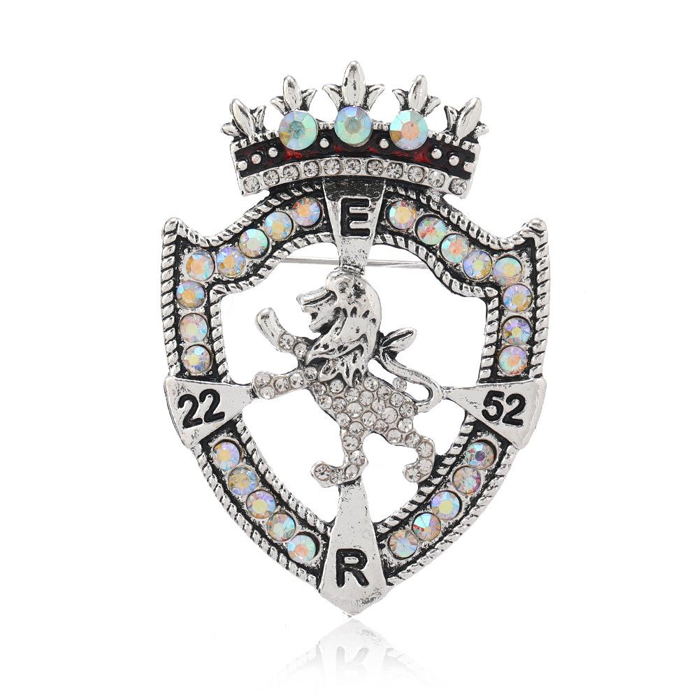 Мужская Ретро Высококачественная Винтажная Брошь Лев Щит Корона Аксессуары Брошь 2*2CM