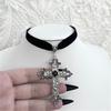 Gothic Cross Velvet Choker Necklace - Women's Punk Fashion Jewelry