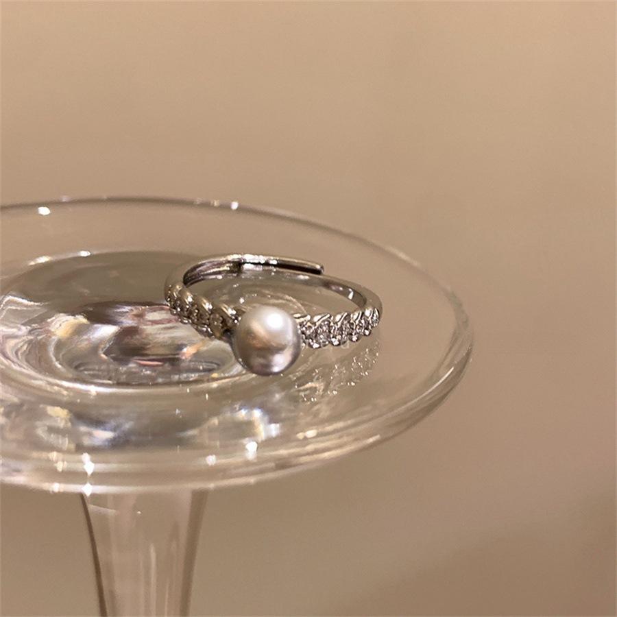 Gentle pearl stacking ring cold wind index finger ring light luxury design ring