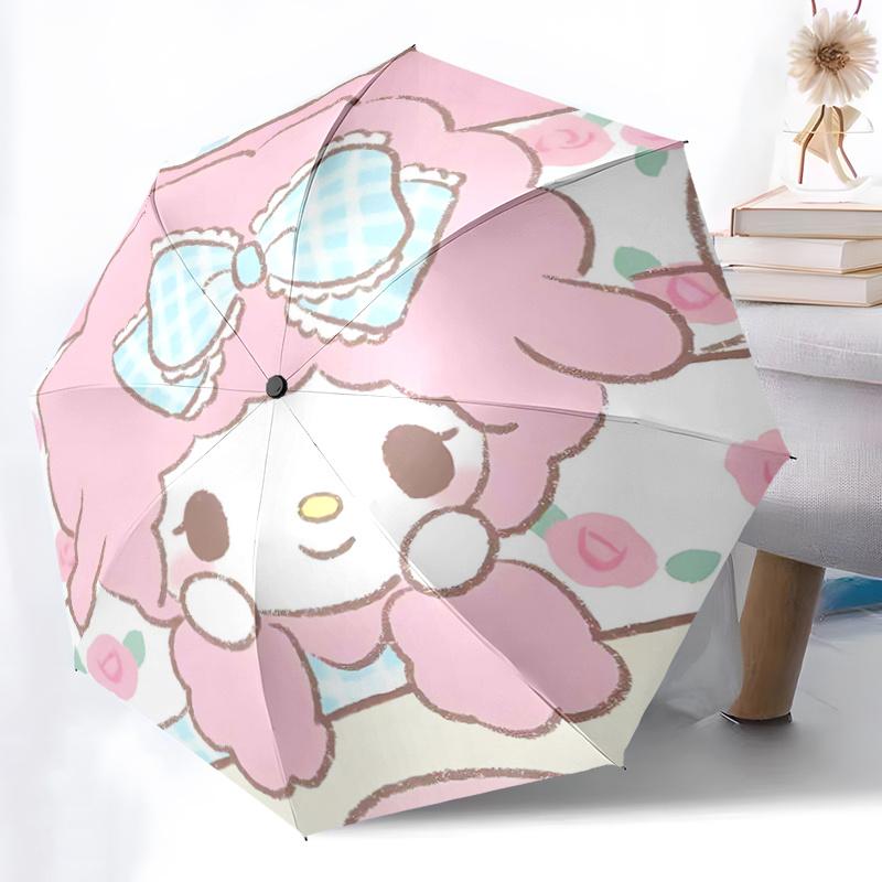 1pc My Melody Automatic Opening/Closing Umbrella with Cute Bow Design - Portable Folding Design, 8-Bone Iron Frame, Outdoor Use, Ideal Gift for Fans,