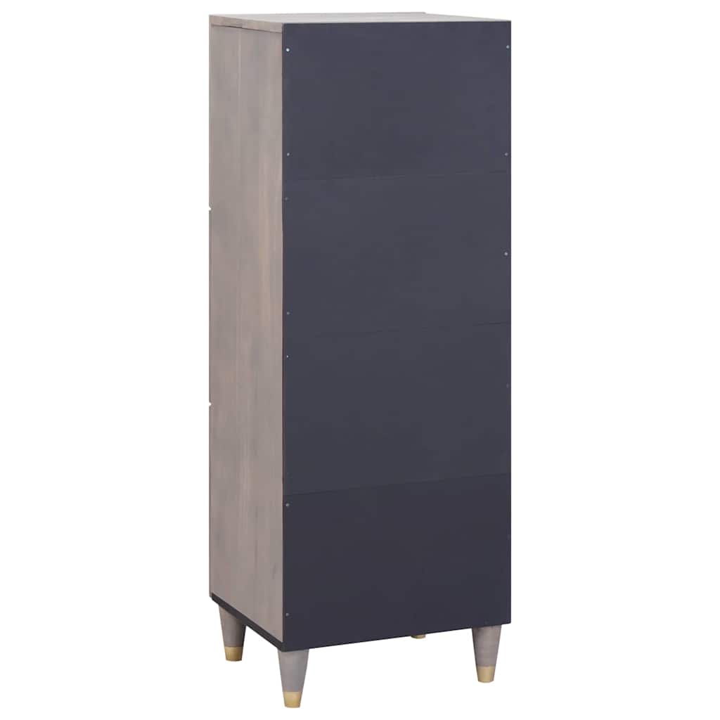 Highboard Gray and Gold 40 x 33 x 110 cm Solid Mango Wood
