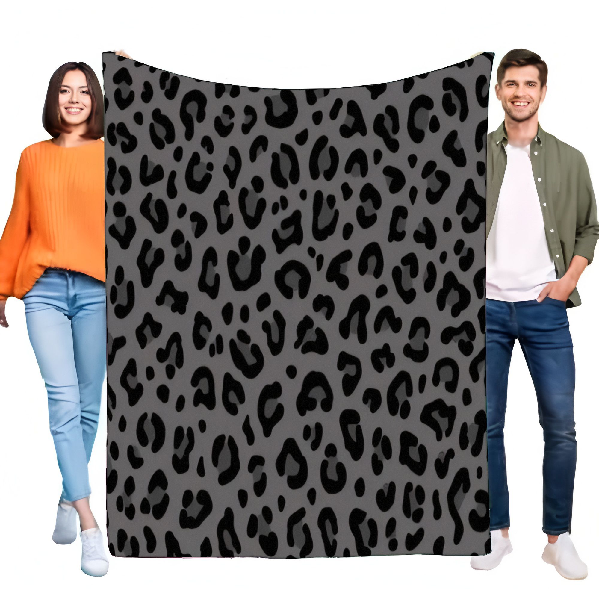 

Soft Gray Leopard Print Flannel Blanket for Bed Couch Sofa Throw, Cozy Warm Lightweight Plush Animal Pattern Decorative Gift 75x90cm
