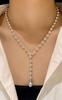 [Gold Japan] Plus Size Women's Accessory Necklace Short Ball Chain Pearl Lobster Clasp Simple Casual goldy-1803 Free Size Silver