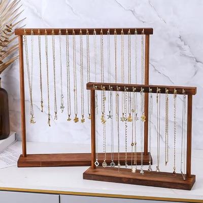 Storage Rack Jewelry Display Stand Wooden Necklace Hanging Rack Jewelry Organizer  Chains Earrings