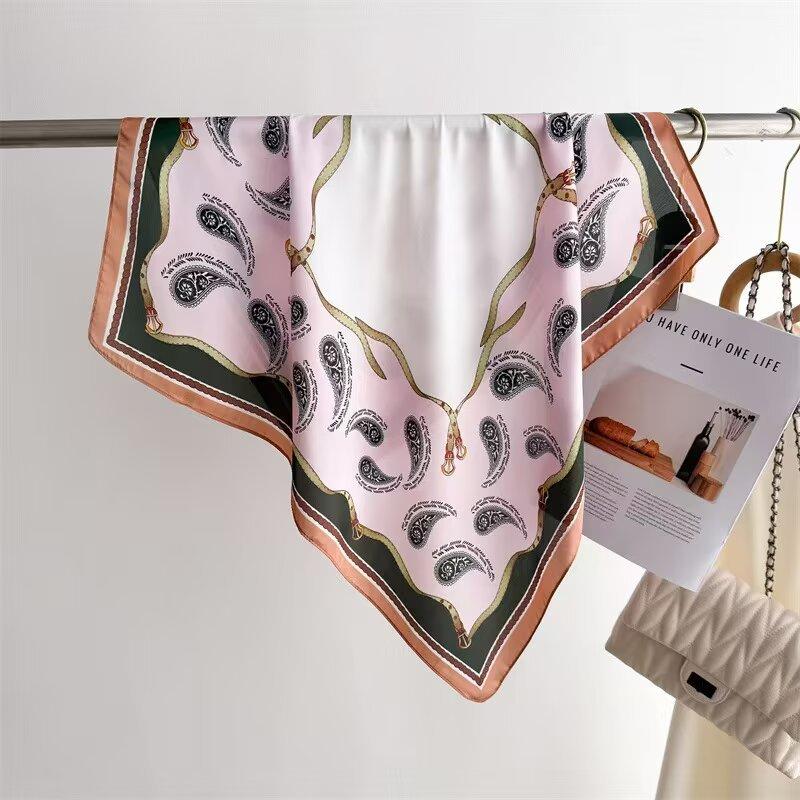 70Cm Cashew Print Scarf Universal Imitation Silk High-End Square Scarf Clothing Accessories Kerchief Shawl Protection Headscar