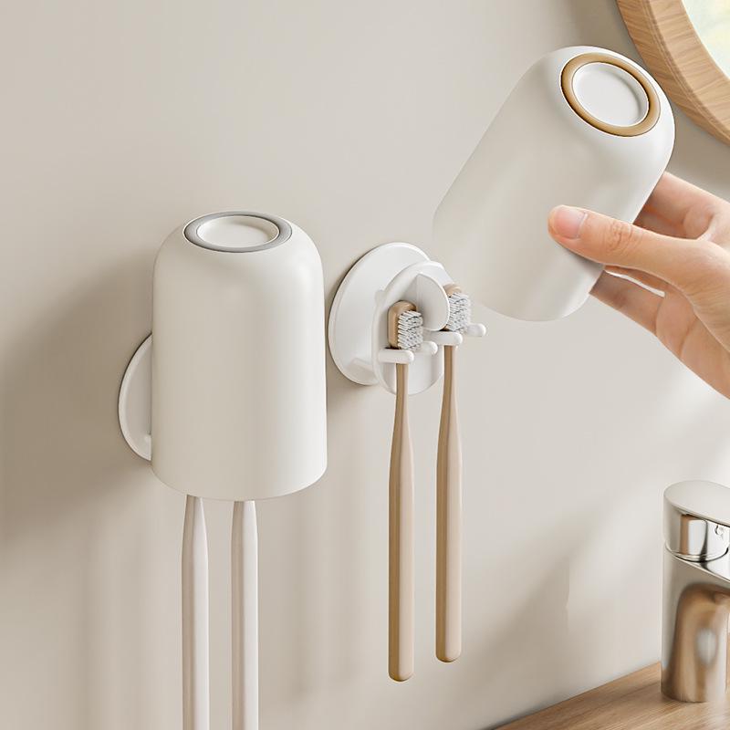 Punch-Free Wall-Mounted Toothbrush Holder & Cup Set