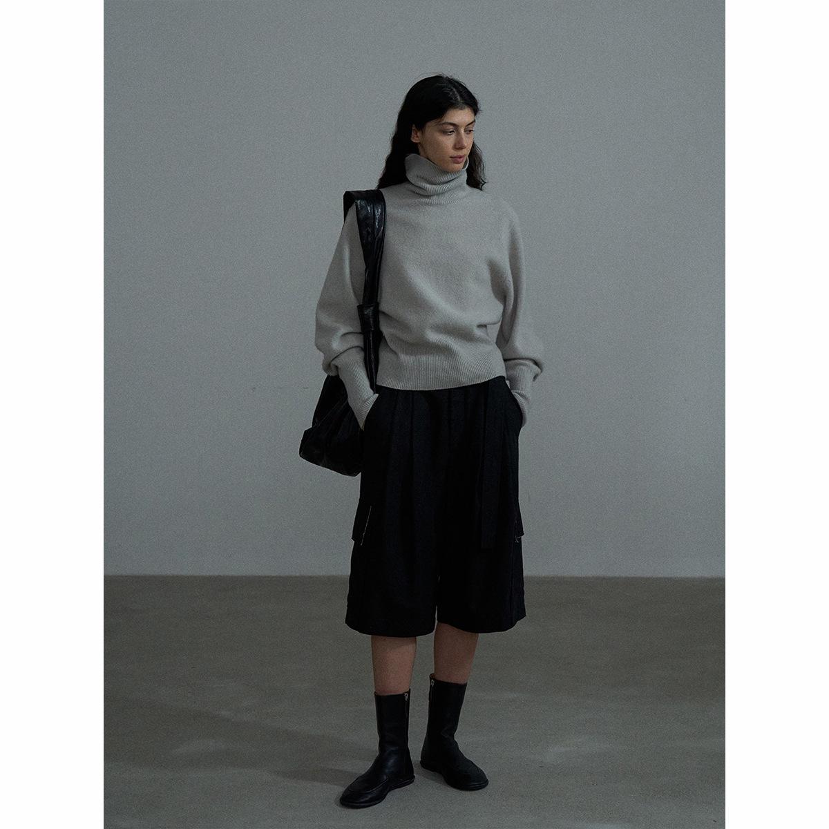 

Shi Ji Women s All Wool High Neck Knitted Pullover Sweater - Versatile for Autumn/Winter Commutes (M7388) One Size