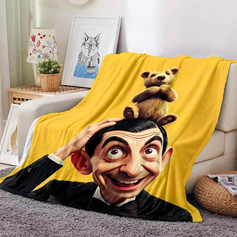 Mr Bean'S Hilarious Adventure Flannel Blanket Super Soft Warm Cozy Blanket For Sofa Bed Office Travel Allseason Home Decor Gift