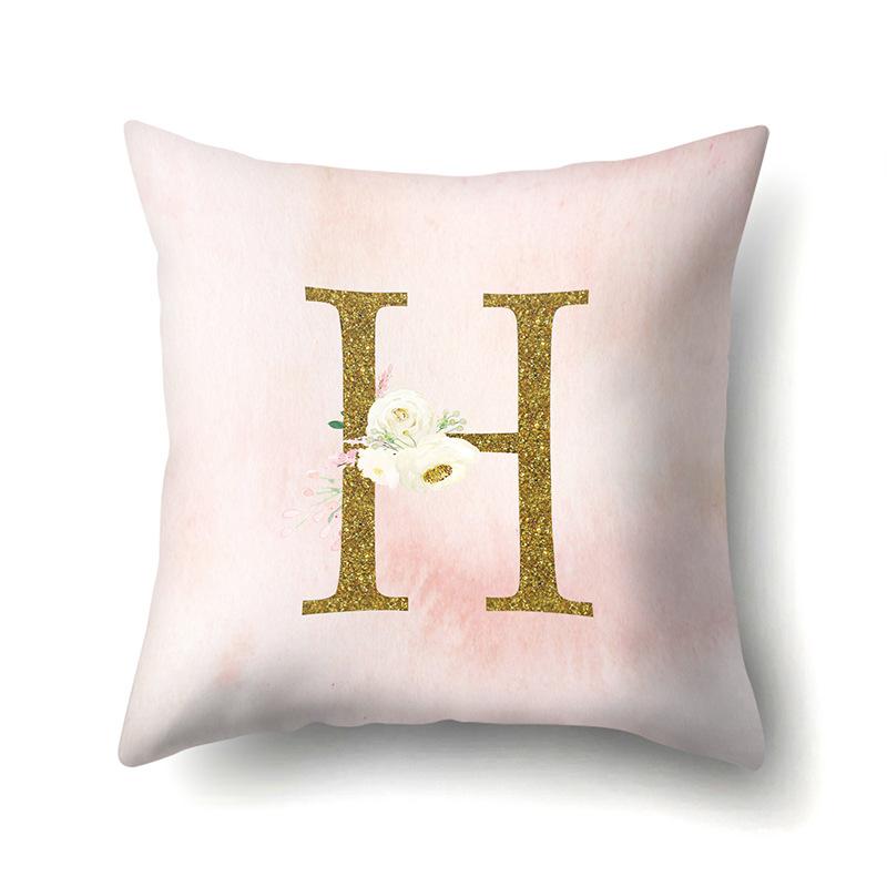 Polyester Pillowcase Home Fantasy Watercolor Print Pillowcase 26 English Letter Cushion Cover