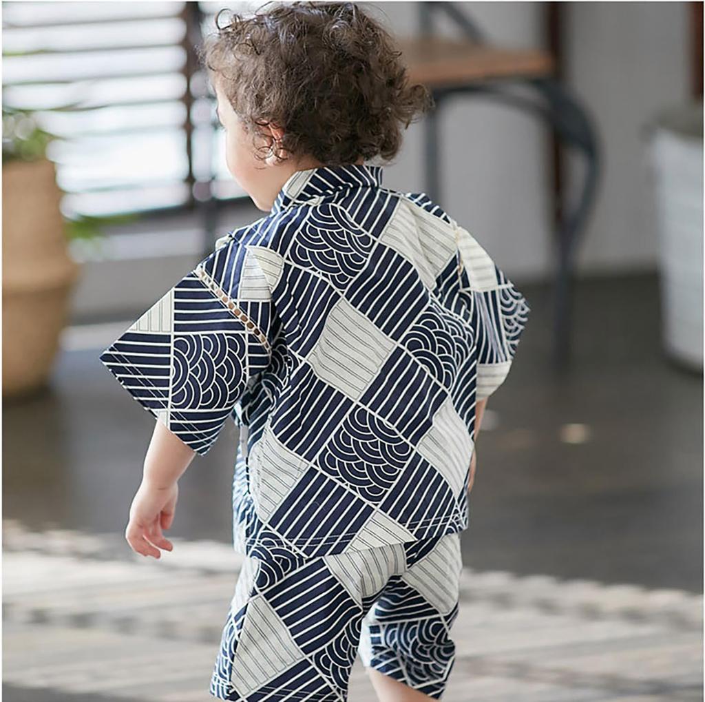 SEIWARAKU Baby Jinbei Top and Japanese Japanese Baby Clothes for Boys and Perfect for Fireworks Summer Obon and Summer Cool Loungewear and HF07 Size