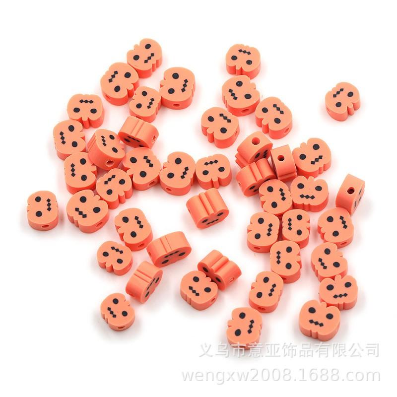 Halloween Polymer Clay Beads Spooky Skull Pumpkin Ghost Spacer DIY Jewelry Making 10mm 1000pcs