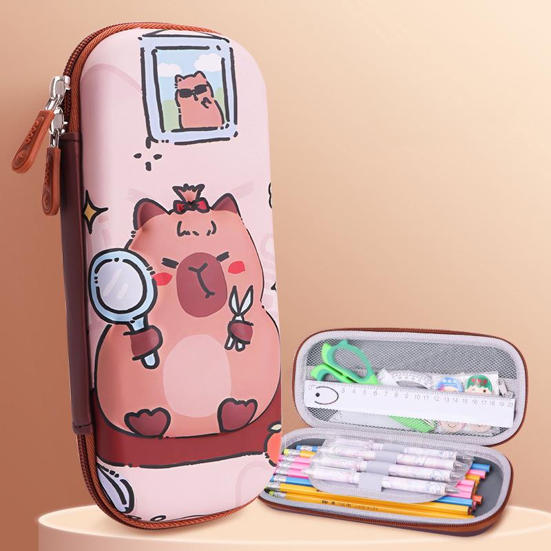 3D Capybara Pencil Case Drop Resistant Student School Supplies Large Capacity Multifunctiona Pen Pouch Stationery