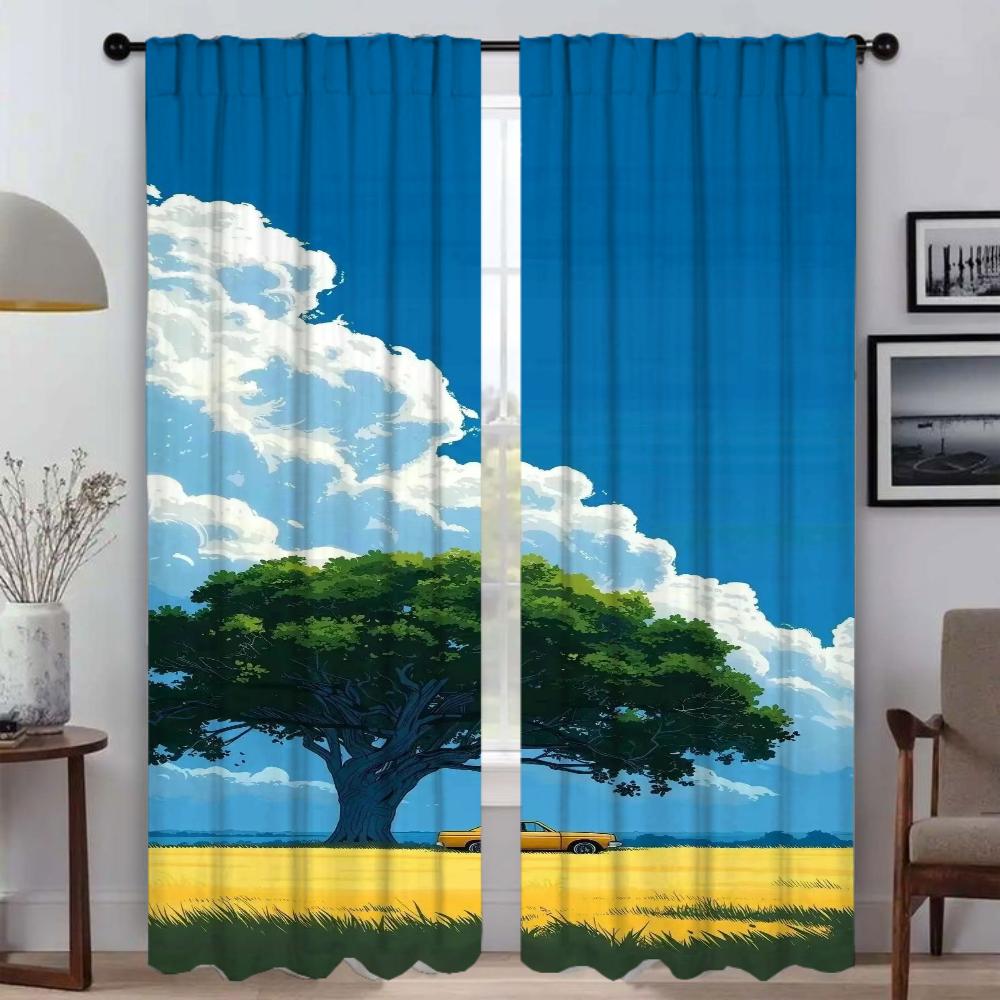 

Красота Пейзаж Домашний Интерьер Шторы для Камеры Оконные Шторы для Комнаты 2 Панельные Разделительные Шторы Украшения Хэллоуина Гостиная W50xH70cmx2pcs-CL
