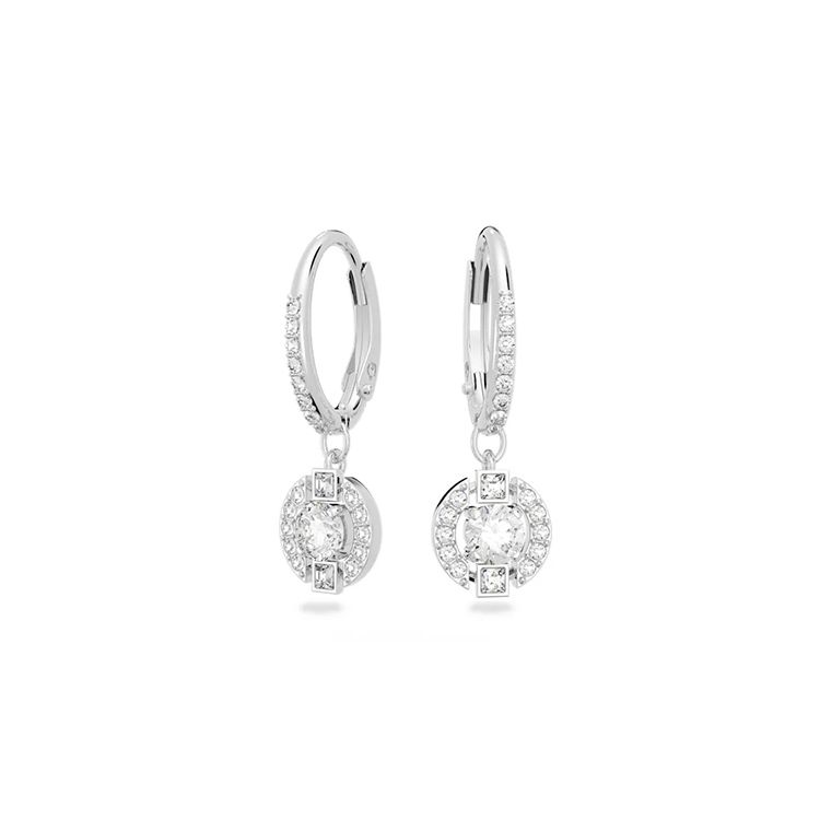 Swarovski Full Crystal Pierced Rhodium Plated Earrings Women earrings 5627349 Shopping Bag,White,F