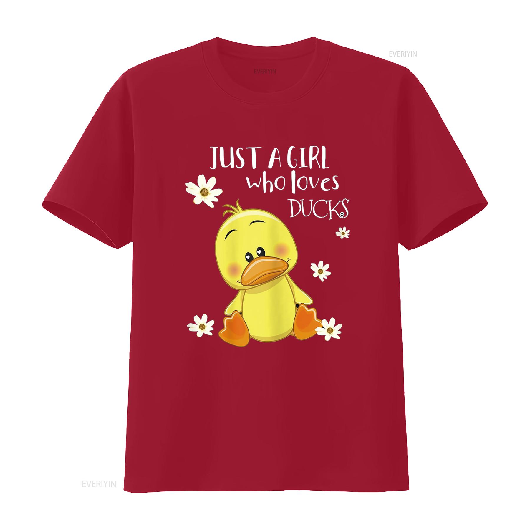Just a Girl Who Loves Ducks Cute Duck Lover Owner T Shirt vintage Washed Casual streetwear fashion Top For Everyday Wear S