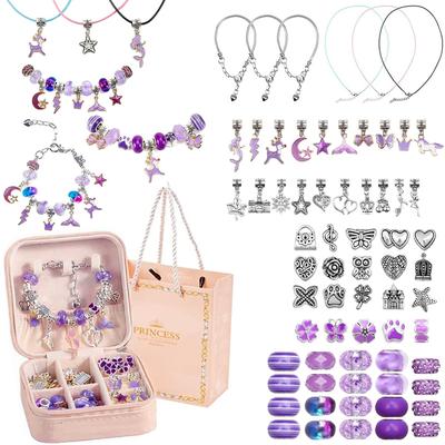 Sitengle Accessory Bracelet Stylish Gift Kit, Making, 66-Piece Set, Charms, Beading, Birthday, Christmas, (Purple)