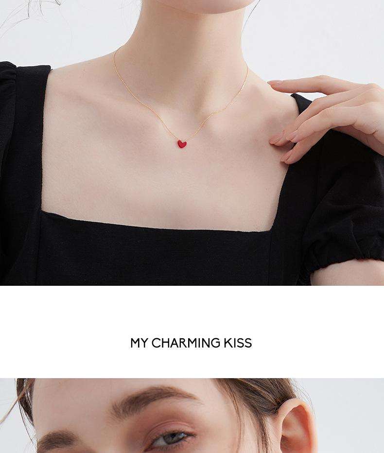 Colar de Prata de Lei 925 com Pingente de Coração Banhado a Ouro 14K - Joia de Verão Feminina de Alta Qualidade, Não Desbota