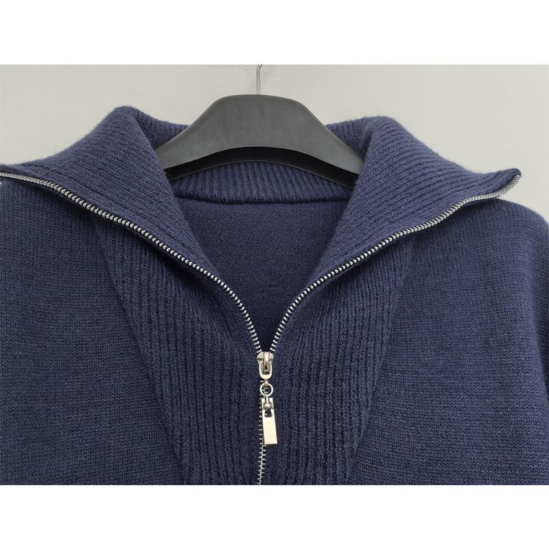 Double Zipper Lapel Thick Fashion Lazy Sweater Autumn and Winter New Loose Plus Size Knitwear Women