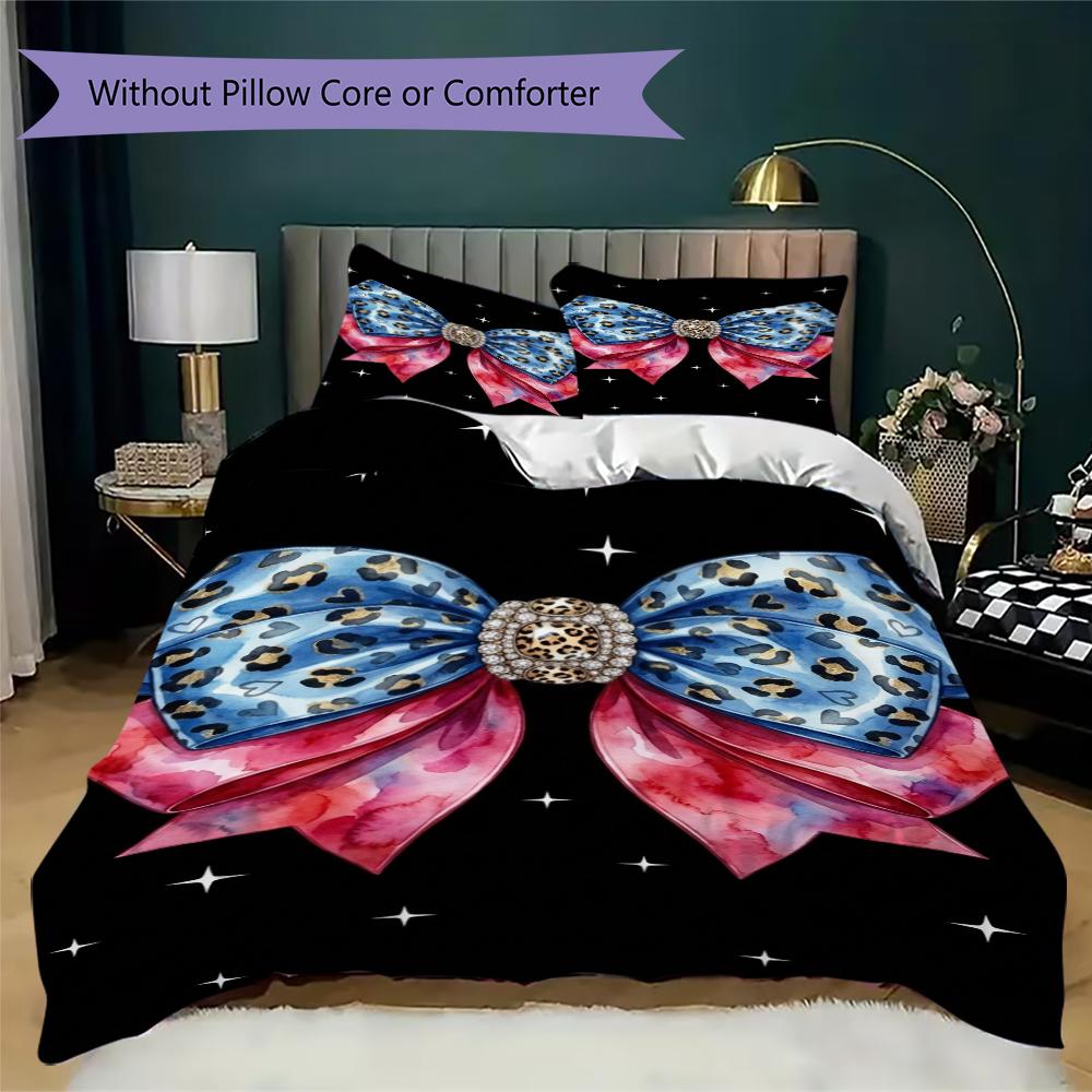 Gorgeous Bow Pattern Bedding Uilt Set Uilt Cover Pillowcase Home Decoration Birthday Gift (1 * Duvet Cover + 2 * Pillowcase Without Core)112