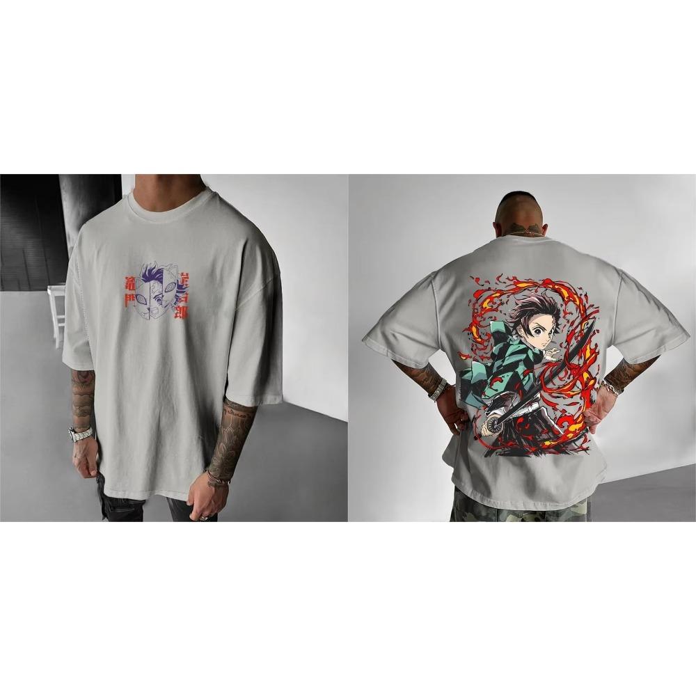 Demon Slayer Blade Mens Tshirt Stove Door Tanjiro Anime Summer New Style Suitable for Both Men and Women