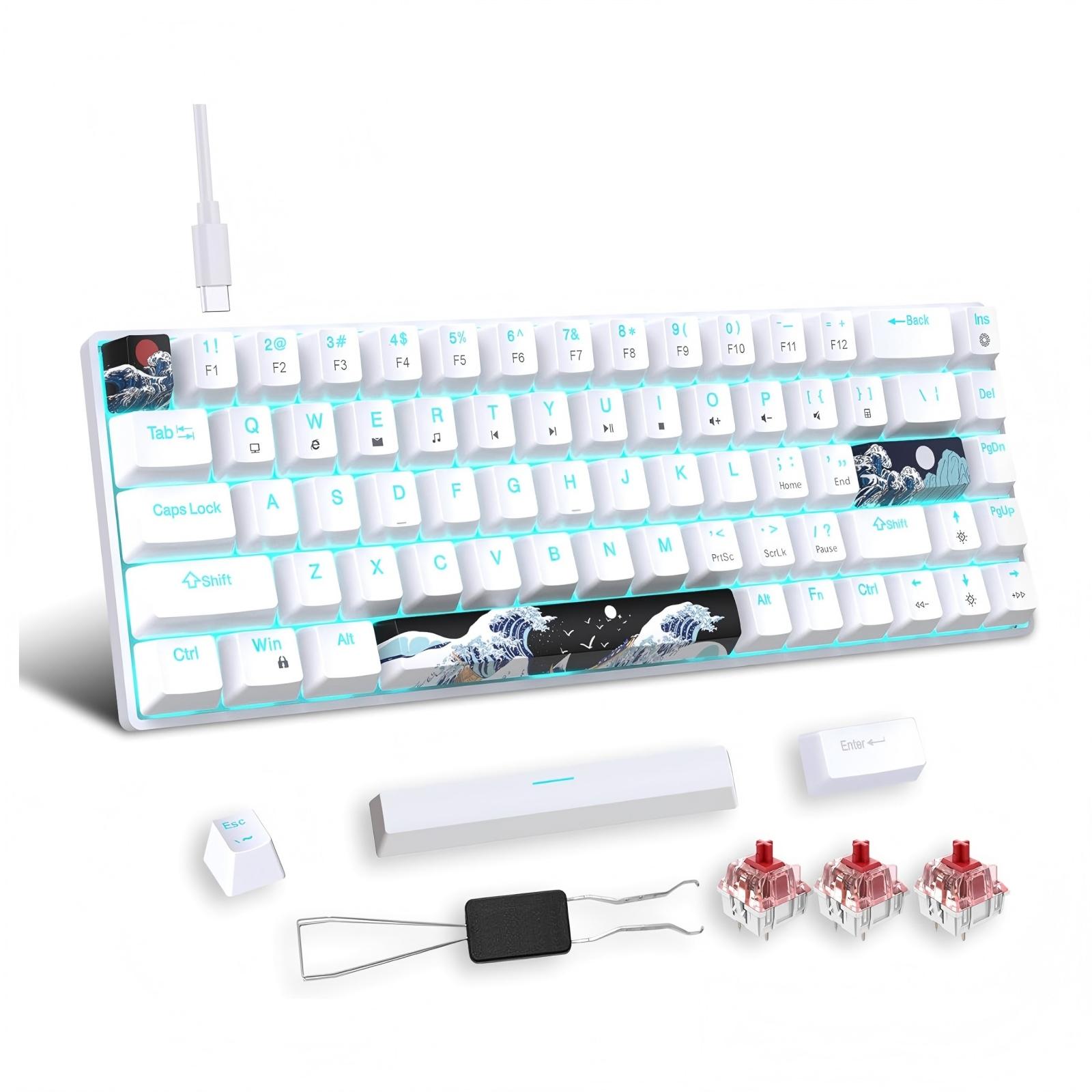 68 taustiņi 60% mehāniskā spēļu tastatūra