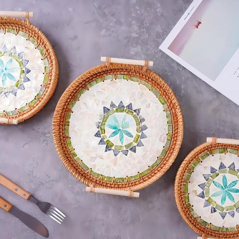 Rattan Woven Shell Fruit and Snack Basket