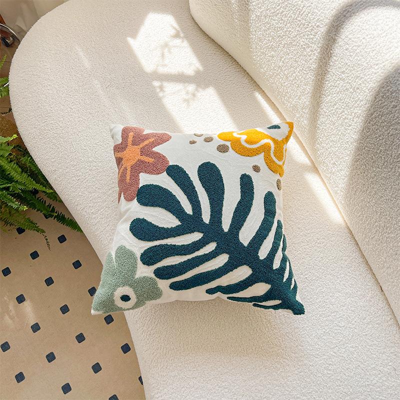 INS Pastoral Style Embroidered Cushion Fresh Couch Pillow Lumbar Support Pillow Bedside Office Cushion